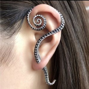 Halloween Sterling Silver 925 Octopus Ear Clip Earrings